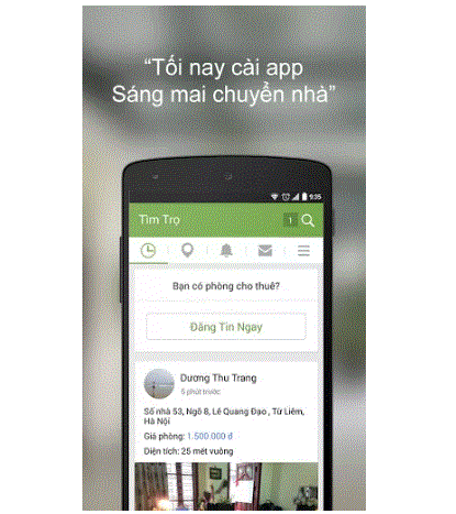 Tìm nhà trọ thời di động với ứng dụng thuần Việt