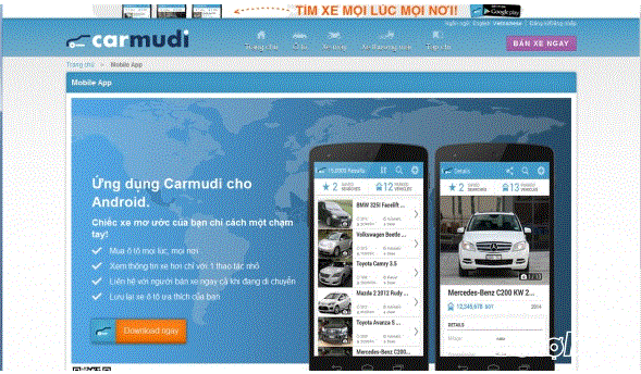 Ứng dụng Carmudi: phân loại xe hơi chuyên nghiệp