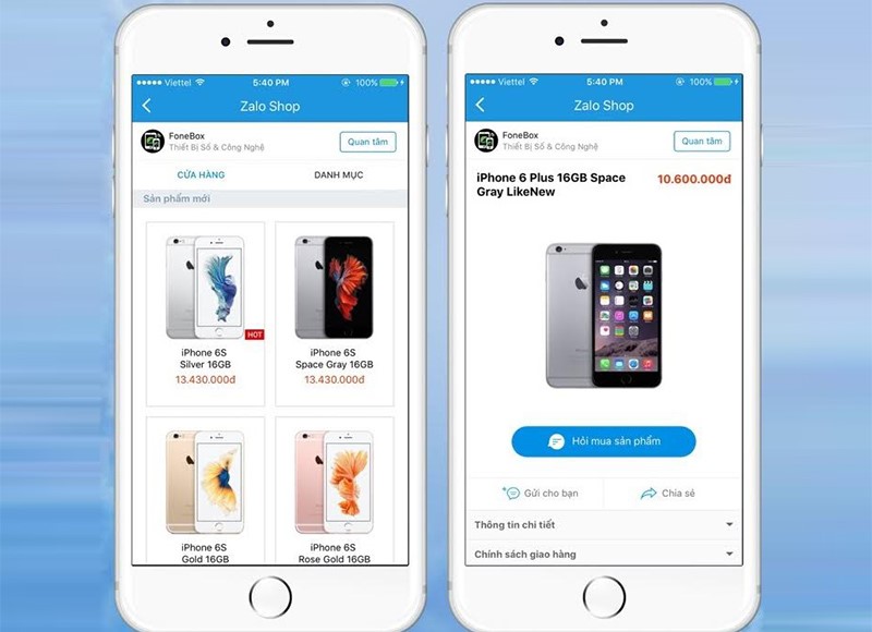 Zalo ra mắt tính năng Shop cho doanh nghiệp. 