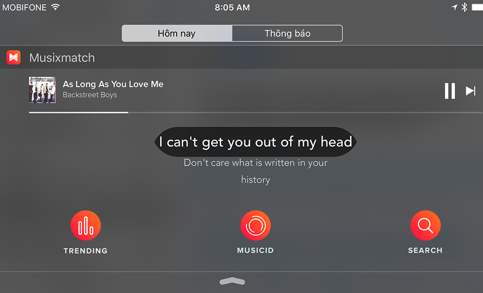 Musixmatch - Ứng dụng iOS tự tìm lời bài nhạc đang chơi