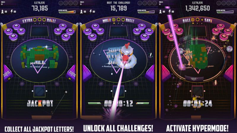 Super Hyper Ball – kết hợp pinball và 'phá gạch'