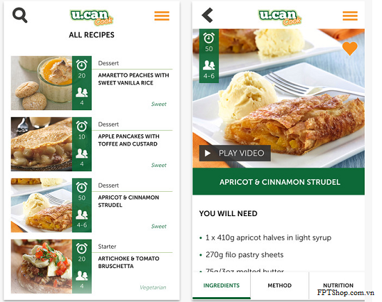 Ứng dụng u. can cook tiện dụng cho những người thích nội trợ. 
