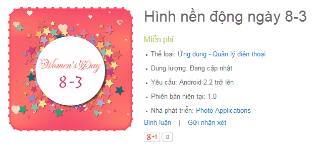 Android: 3 ứng dụng 'nóng bỏng tay' cho ngày 8-3 thêm ý nghĩa