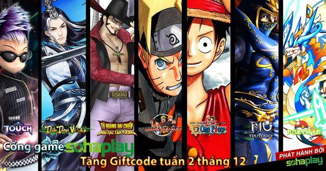 Cổng Webgame SohaPlay tặng Giftcode tuần 2 tháng 12