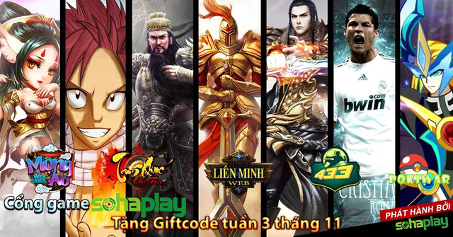 Cổng Webgame SohaPlay tặng Giftcode tuần 3 tháng 11
