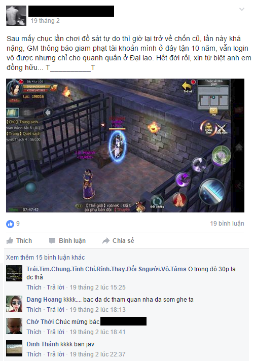 "Giam vào đại lao 10 năm" Game thủ khóc ròng bì PK bừa bãi