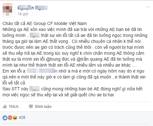 Lừa đảo trong Đột Kích Mobile: Kẻ gian đăng đàn xin lỗi