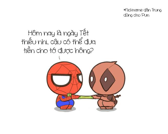 Hình ảnh dễ thương của cặp đôi trời định bé nhện và Pun nhây trong lễ thiếu nhi