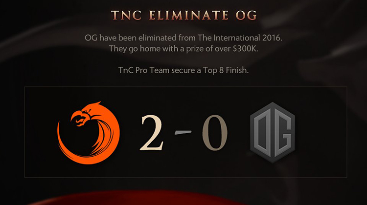 OG thua trắng 2 trận, TNC đưa tên mình vào top 8 của TI6