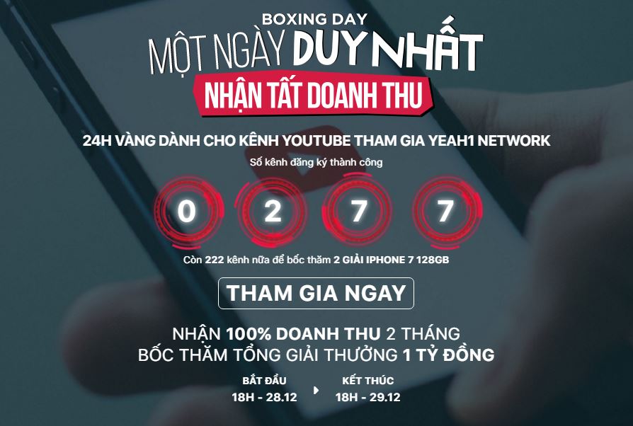 Tham gia Yeah 1 Network - Một ngày duy nhất doanh thu cả năm