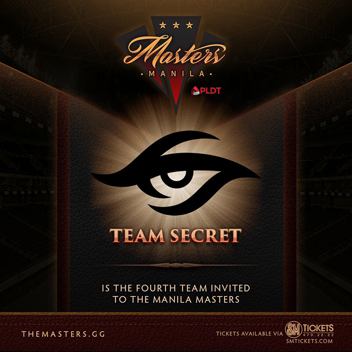 DOTA 2: Team Secret trở thành khách mời thứ 4 của Manila Masters