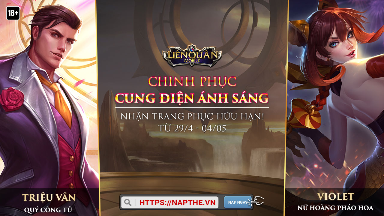 SỰ KIỆN CHINH PHỤC CUNG ĐIỆN ÁNH SÁNG NHẬN NGAY TRANG PHỤC CỰC HIẾM TRONG LIÊN QUÂN