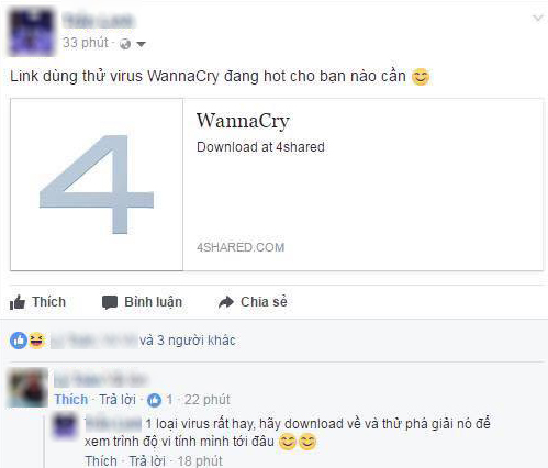 Những thành phần đang cố phát tán WannaCry tại Việt Nam có thể bị phạt tù 