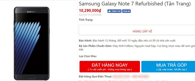 Galaxy Note7 tân trang bất ngờ được chào giá chỉ còn hơn 10 triệu đồng
