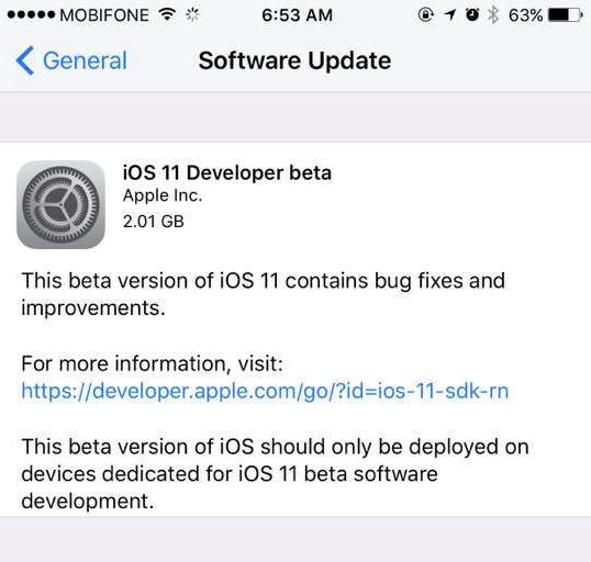 Hướng dẫn tải và cài đặt iOS 11 beta