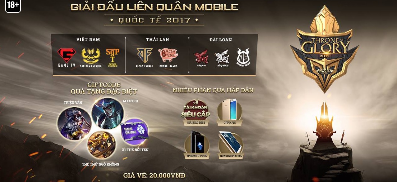 Liên Quân Mobile: Giải quốc tế Garena Throne of Glory chính thức mở bán vé vào 08/07