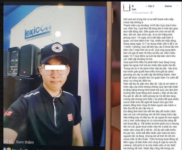 Thanh niên cao ráo đẹp trai không ngờ lại chuyên đi ăn trộm quán net