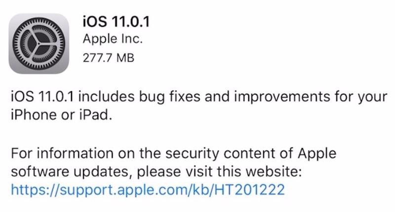 Apple phát hành iOS 11.0.1 để vá lỗi, không ngờ lỗi còn nhiều hơn