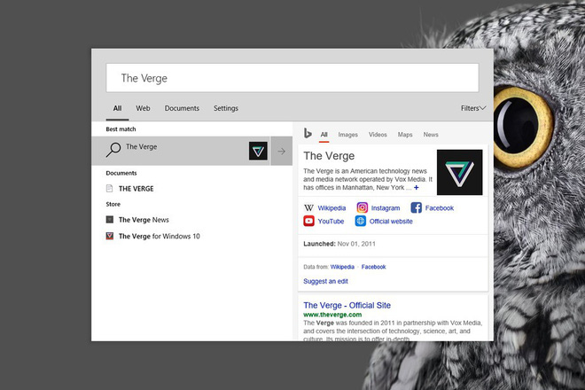 Microsoft đang thử nghiệm giao diện tìm kiếm mới cho Windows 10, giống Spotlights trên MacOS