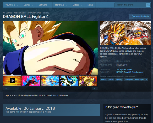 Dragon Ball FigherZ đã xuất hiện trên Steam, hứa hẹn ra mắt vào tháng 1 năm 2018