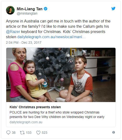 Bị ăn trộm mất quà Giáng Sinh, cậu bé 12 tuổi nhận được món quà đặc biệt từ Razer