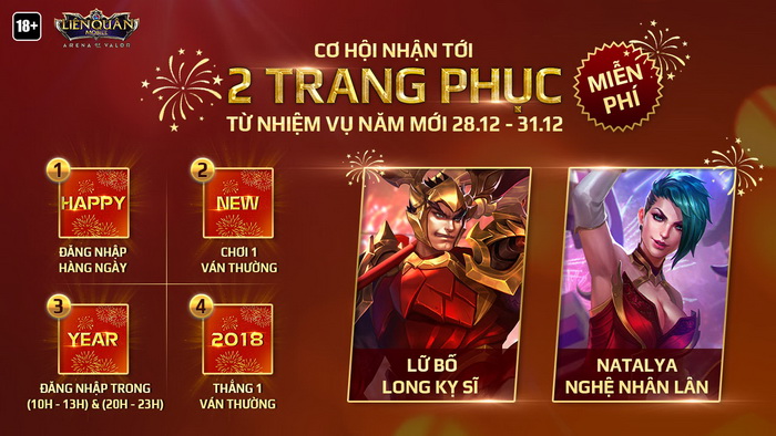 Liên Quân Mobile khởi động hàng loạt sự kiện in-game đón chào năm 2018 