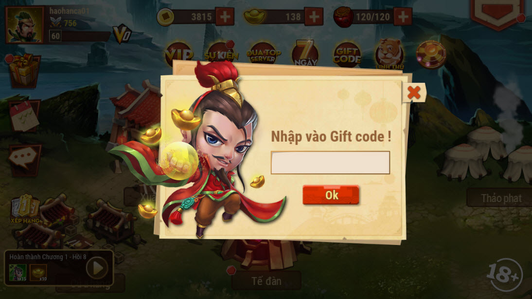 Hảo Hán Ca - Hướng dẫn cách nạp Giftcode đơn giản ngay trong game