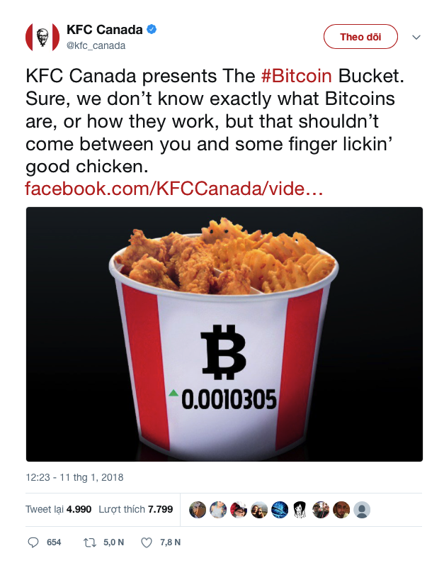 Cuối cùng thì, bạn cũng có thể mua gà rán KFC bằng... Bitcoin rồi đấy!