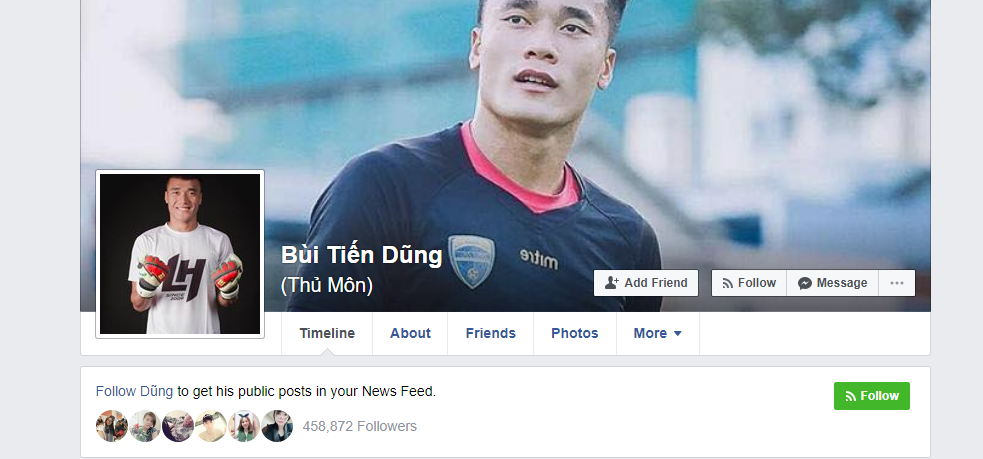 Xuất hiện Facebook giả mạo của Thủ môn U23 Bùi Tiến Dũng với hơn 500.000 lượt theo dõi