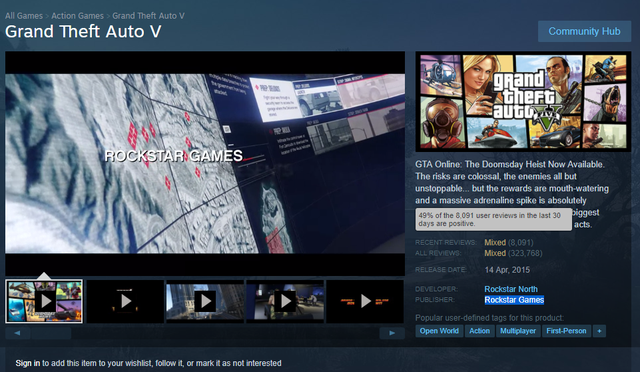 GTA V nhận đợt đánh giá thấp kỉ lục sau khi khóa hàng nghìn tài khoản game