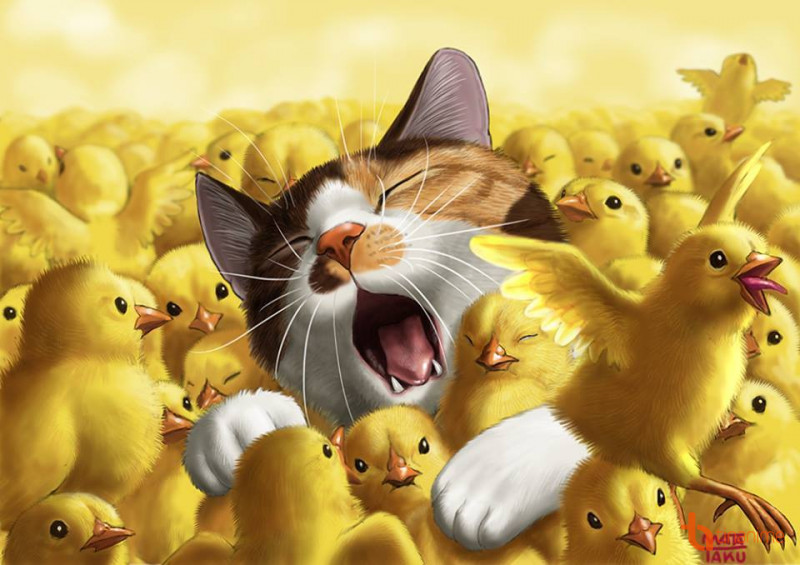 Khi thế giới loài mèo được khắc họa lên tranh vẽ theo trí tưởng tượng của con người