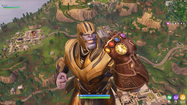 Cận cảnh sức mạnh của Thanos trong Fortnite khi có thể bay và bắn tia năng lượng