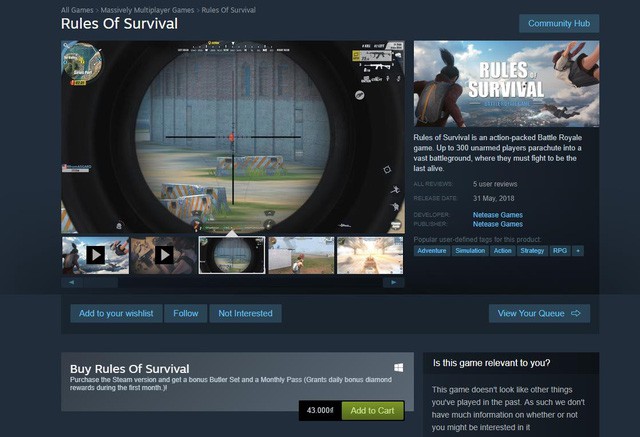 Rules of Survival sẽ được NetEase đưa trở lại Steam trong thời gian sớm nhất