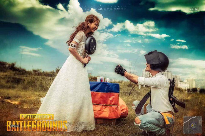 Cận cảnh bộ cảnh cưới mang phong cách PUBG cực chất của một cặp đôi yêu nhau trong game