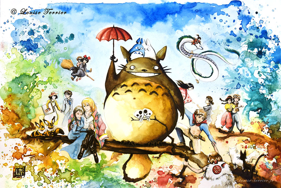 Đẹp mê ly với bộ tranh các nhân vật trong Studio Ghibli được vẽ lại bằng màu nước đẹp lung linh huyền ảo