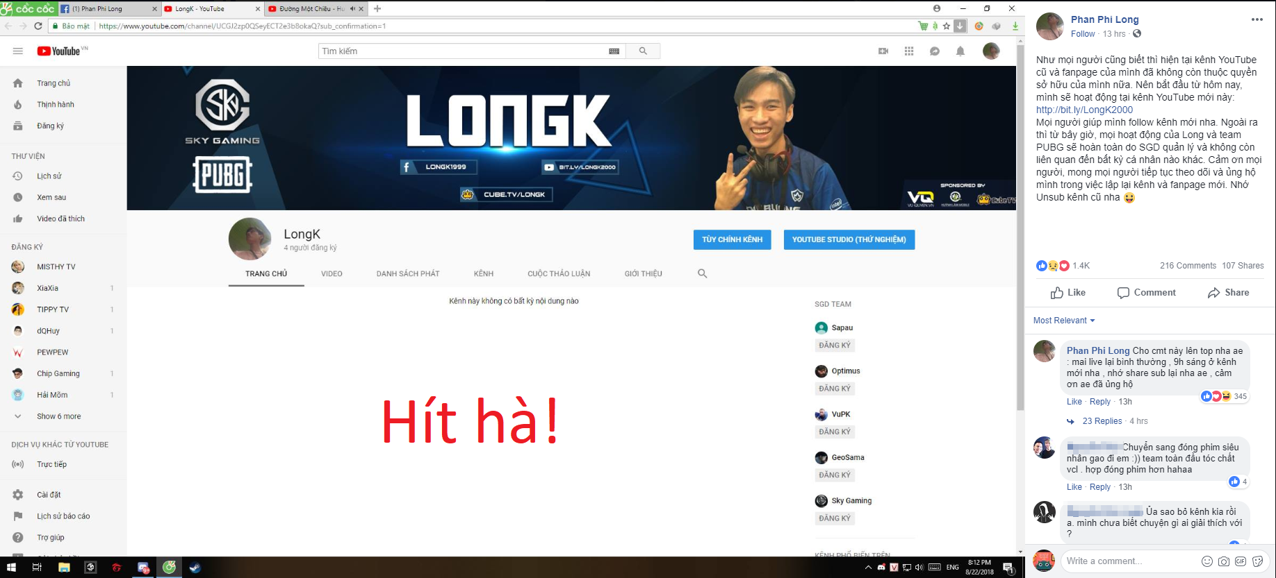 Longk mất quyền sở hữu kênh Youtube: Cộng đồng PUBG phẫn nộ khi biết nguyên nhân