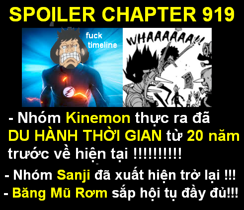 One Piece 919 - Spoilers , nhóm Kinemon chính  thức du hành tới tương lai chứ không phải là ma