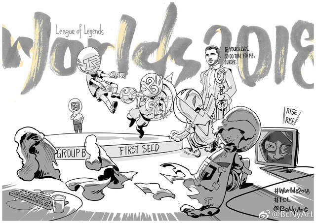 LMHT: Chỉ trong một bức tranh, người họa sĩ đã mổ tả lại toàn bộ diễn biến của Bảng B CKTG 2018