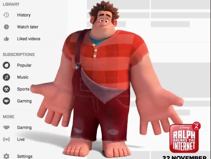 Anh chàng Wrect-It-Ralph của Disney "bị bêu xấu" trong đợt sập Youtube sáng nay