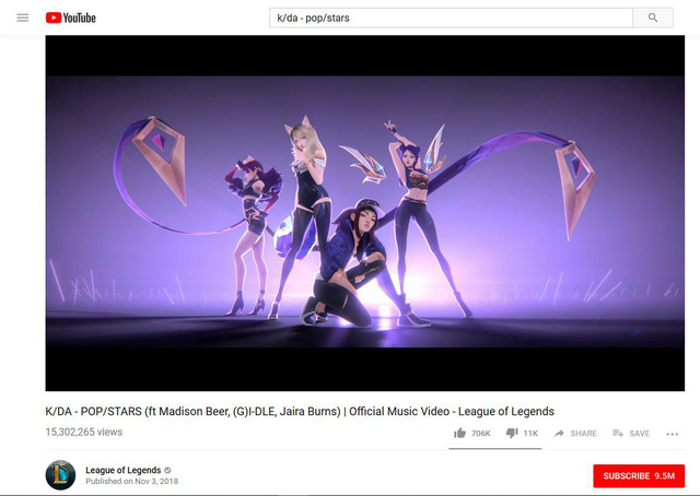 LMHT: MV "POP/STARS" của K/DA phá vỡ kỷ lục MV K-Pop được xem nhiều nhất trên Youtube