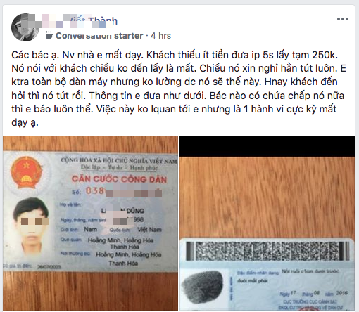 Nhân viên quán net gian manh cuỗm luôn iPhone của khách rồi biến mất không tăm tích