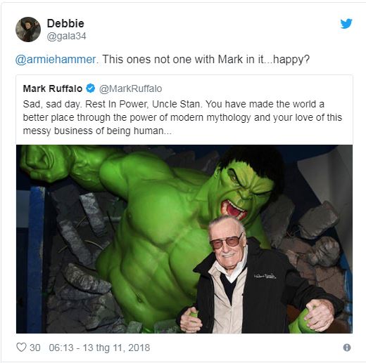 Nam tài tử Armie Hammer chỉ trích những nghệ sĩ up hình selfie của mình với Stan Lee