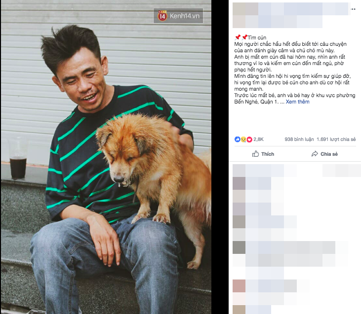 Cộng đồng xót xa khi chú chó mù của anh đánh giày câm bỗng mất tích suốt nhiều ngày, nghi bị trộm bắt đi