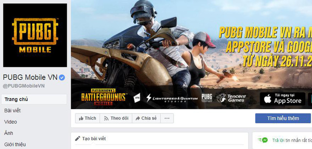 Fanpage của PUBG Mobile VNG đã có dấu tích xanh, game thủ nên chú ý kẻo bị lừa đảo