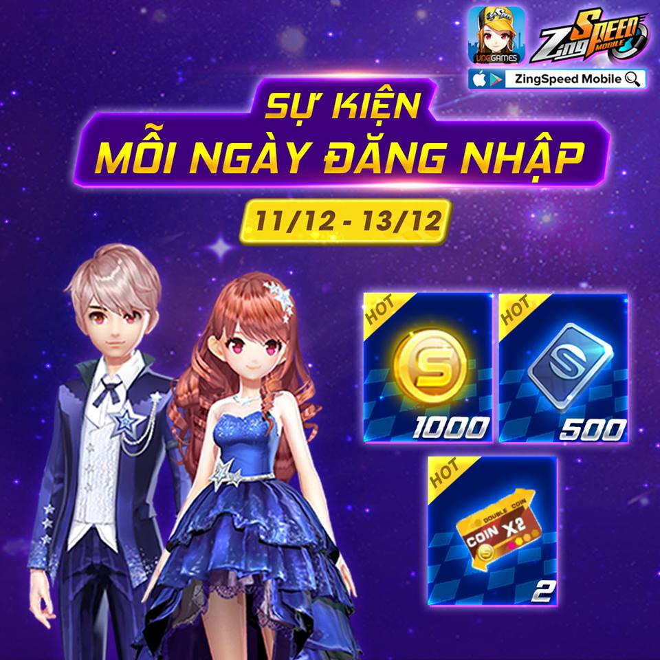 Zingspeed Mobile - đăng nhập mỗi ngày nhận ngay Giftcode giá trị