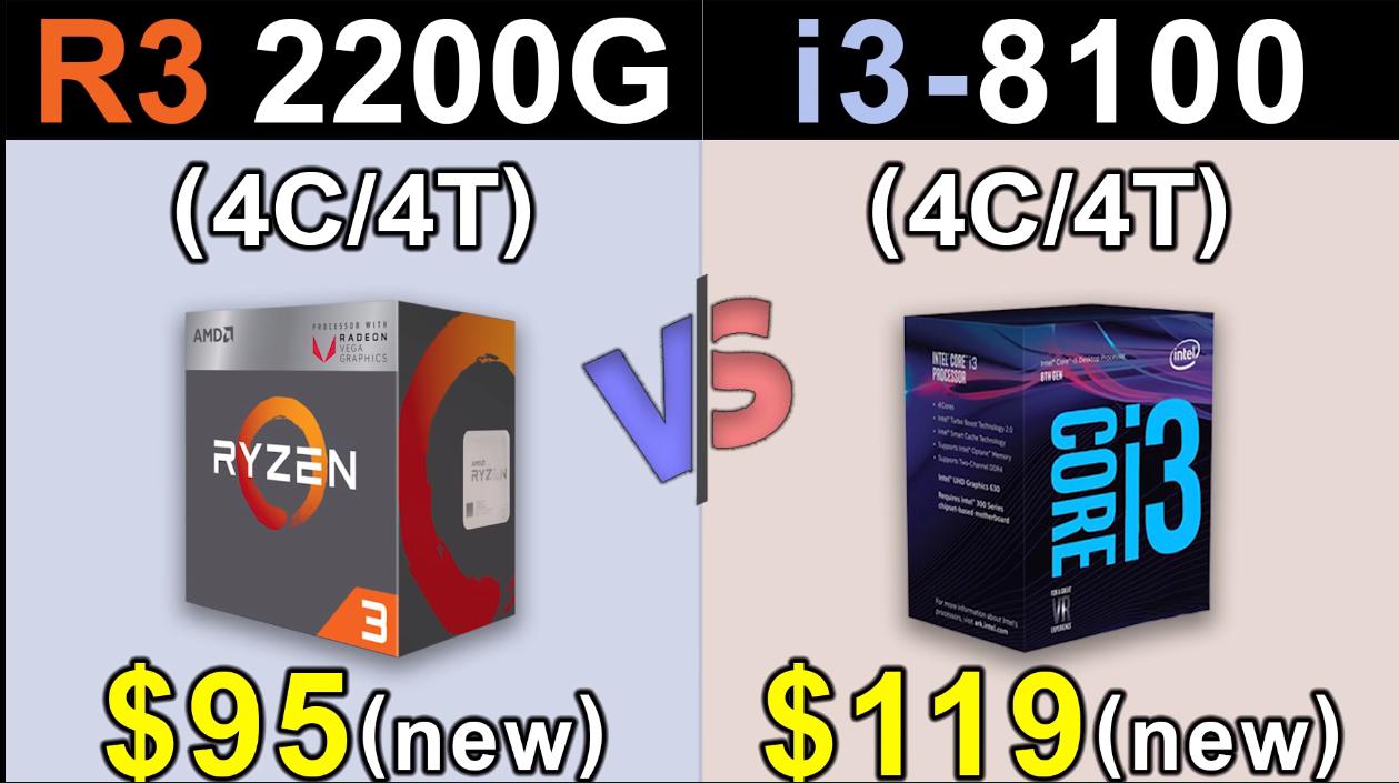 So sánh 2 CPU tầm trung Ryzen 3 2200G vs Core i3 8100 - Cách biệt 1 triệu nhưng hiệu năng ngang bằng