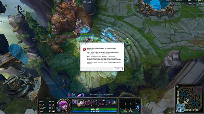 Game thủ phát hiện chỉ cần search Cheat Engine trên trình duyệt thì Client LMHT sẽ bị văng ngay ra lập tức