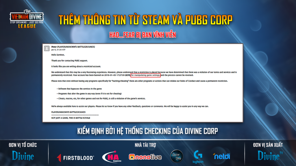 CHÍNH THỨC CÓ LÍ DO CỤ THỂ VỀ GIAN LẬN CỦA HAD_FEAR: “CỐ TÌNH THAO TÚNG GAME SETTINGS”