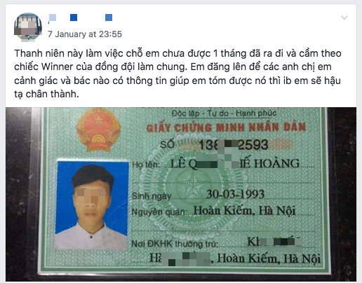 Chán hẳn "thanh niên thủ đô" đi trông quán net được 1 tháng rồi 'nhảy' luôn xe của đồng nghiệp