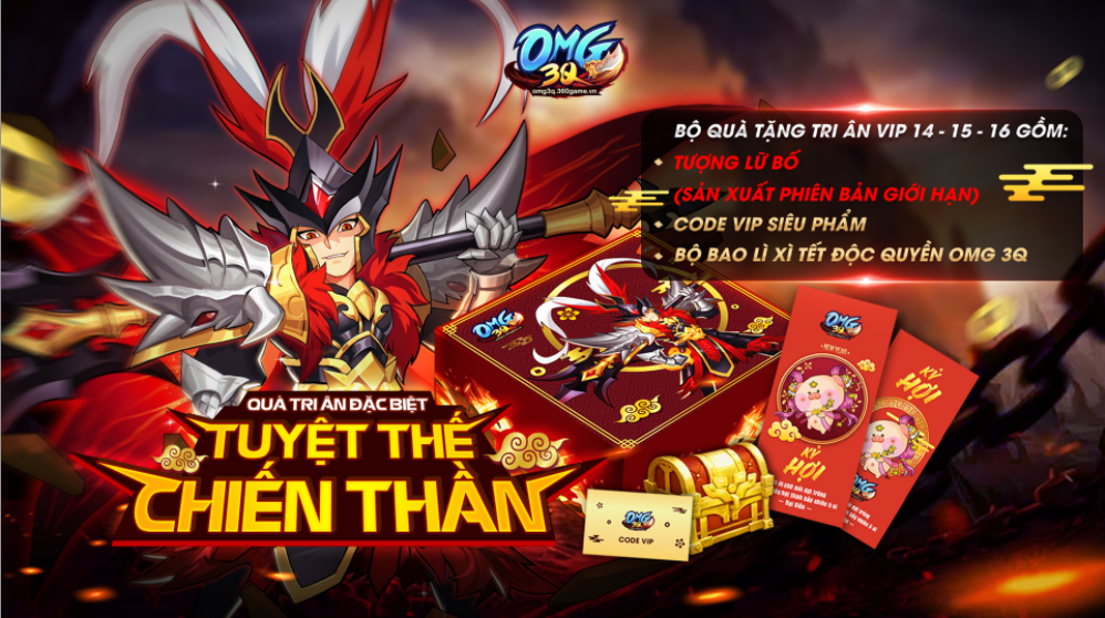 OMG 3Q tặng tượng Lữ Bố và Giftcode hấp dẫn - Tuyệt Thế Chiến Thần tri ân game thủ VIP